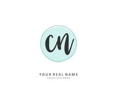 C N CN Initial letter handwriting and  signature logo. A concept handwriting initial logo with template element. vector