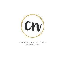 C N CN Initial letter handwriting and  signature logo. A concept handwriting initial logo with template element. vector