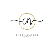 C N CN Initial letter handwriting and  signature logo. A concept handwriting initial logo with template element. vector