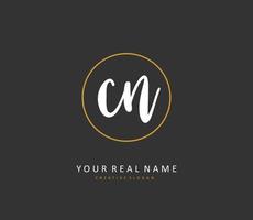 C N CN Initial letter handwriting and  signature logo. A concept handwriting initial logo with template element. vector