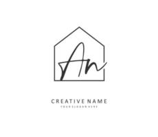 A N AN Initial letter handwriting and  signature logo. A concept handwriting initial logo with template element. vector