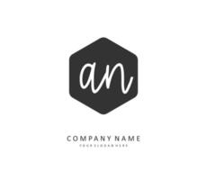 A N AN Initial letter handwriting and  signature logo. A concept handwriting initial logo with template element. vector