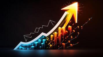 negocio valores grafico o inversión financiero datos lucro en crecimiento dinero diagrama antecedentes con generativo ai tecnología foto