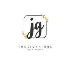 JG Initial letter handwriting and  signature logo. A concept handwriting initial logo with template element. vector