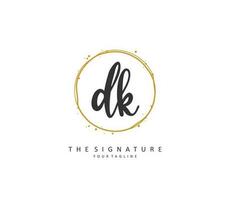 D K DK Initial letter handwriting and  signature logo. A concept handwriting initial logo with template element. vector