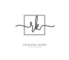 R K RK Initial letter handwriting and  signature logo. A concept handwriting initial logo with template element. vector