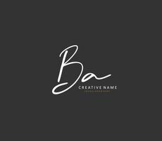 B A BA Initial letter handwriting and  signature logo. A concept handwriting initial logo with template element. vector