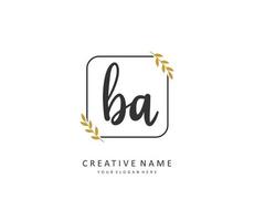 B A BA Initial letter handwriting and  signature logo. A concept handwriting initial logo with template element. vector