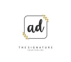 AD Initial letter handwriting and  signature logo. A concept handwriting initial logo with template element. vector