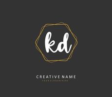 KD Initial letter handwriting and  signature logo. A concept handwriting initial logo with template element. vector