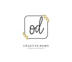 OD Initial letter handwriting and  signature logo. A concept handwriting initial logo with template element. vector