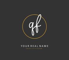 QF Initial letter handwriting and  signature logo. A concept handwriting initial logo with template element. vector