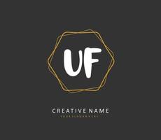 UF Initial letter handwriting and  signature logo. A concept handwriting initial logo with template element. vector