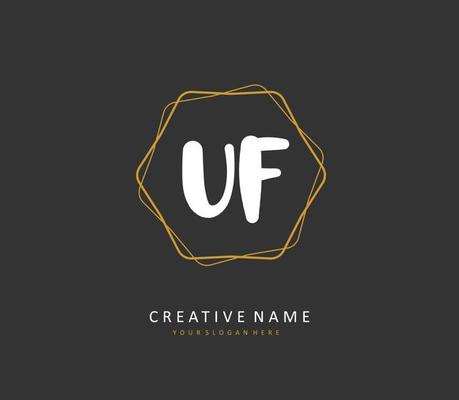 UF Initial letter handwriting and  signature logo. A concept handwriting initial logo with template element.