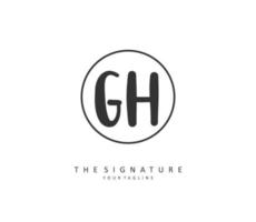 G H GH Initial letter handwriting and  signature logo. A concept handwriting initial logo with template element. vector