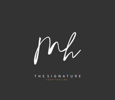 M H MH Initial letter handwriting and  signature logo. A concept handwriting initial logo with template element. vector