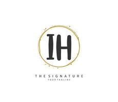I H IH Initial letter handwriting and  signature logo. A concept handwriting initial logo with template element. vector