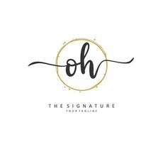 O H OH Initial letter handwriting and  signature logo. A concept handwriting initial logo with template element. vector