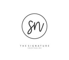 S N SN Initial letter handwriting and  signature logo. A concept handwriting initial logo with template element. vector