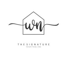 W N WN Initial letter handwriting and  signature logo. A concept handwriting initial logo with template element. vector