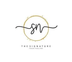 S N SN Initial letter handwriting and  signature logo. A concept handwriting initial logo with template element. vector
