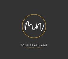 M N MN Initial letter handwriting and  signature logo. A concept handwriting initial logo with template element. vector