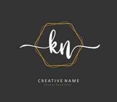 K N KN Initial letter handwriting and  signature logo. A concept handwriting initial logo with template element. vector