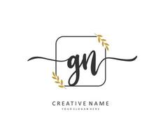 G N GN Initial letter handwriting and  signature logo. A concept handwriting initial logo with template element. vector