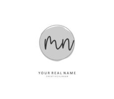 M N MN Initial letter handwriting and  signature logo. A concept handwriting initial logo with template element. vector