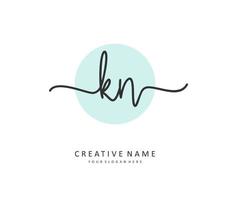 K N KN Initial letter handwriting and  signature logo. A concept handwriting initial logo with template element. vector