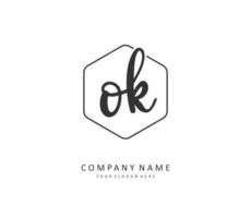 O K OK Initial letter handwriting and  signature logo. A concept handwriting initial logo with template element. vector