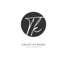 T K TK Initial letter handwriting and  signature logo. A concept handwriting initial logo with template element. vector