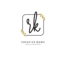 R K RK Initial letter handwriting and  signature logo. A concept handwriting initial logo with template element. vector