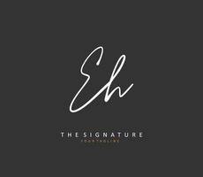 E H EH Initial letter handwriting and  signature logo. A concept handwriting initial logo with template element. vector