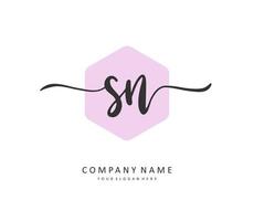 S N SN Initial letter handwriting and  signature logo. A concept handwriting initial logo with template element. vector