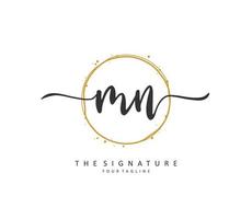 M N MN Initial letter handwriting and  signature logo. A concept handwriting initial logo with template element. vector