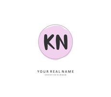 K N KN Initial letter handwriting and  signature logo. A concept handwriting initial logo with template element. vector