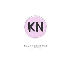 K N KN Initial letter handwriting and  signature logo. A concept handwriting initial logo with template element. vector