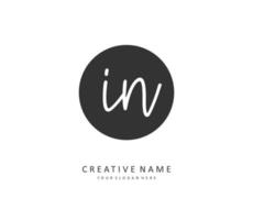 I N IN Initial letter handwriting and  signature logo. A concept handwriting initial logo with template element. vector