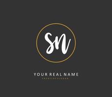 S N SN Initial letter handwriting and  signature logo. A concept handwriting initial logo with template element. vector