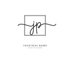 JP Initial letter handwriting and  signature logo. A concept handwriting initial logo with template element. vector