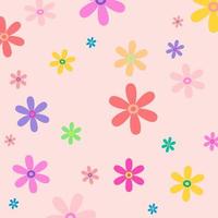 group of flower colorful blooming on pink wallpaper background for paper gift and textile vector