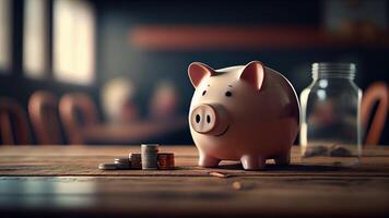 piggy bank with coin. . photo