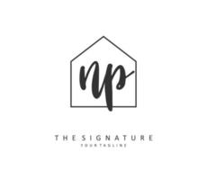 NP Initial letter handwriting and  signature logo. A concept handwriting initial logo with template element. vector