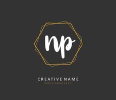 NP Initial letter handwriting and  signature logo. A concept handwriting initial logo with template element. vector