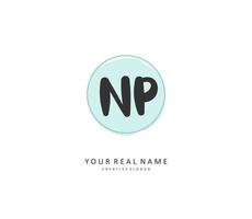 NP Initial letter handwriting and  signature logo. A concept handwriting initial logo with template element. vector