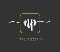 NP Initial letter handwriting and  signature logo. A concept handwriting initial logo with template element. vector