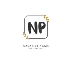 NP Initial letter handwriting and  signature logo. A concept handwriting initial logo with template element. vector