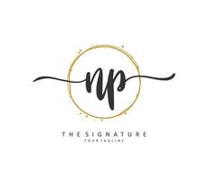 NP Initial letter handwriting and  signature logo. A concept handwriting initial logo with template element. vector