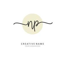 NP Initial letter handwriting and  signature logo. A concept handwriting initial logo with template element. vector